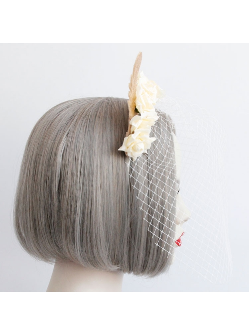 Palace Fashion Retro White Flower Veil Golden Feather Popular Headband