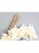 Palace Fashion Retro White Flower Veil Golden Feather Popular Headband