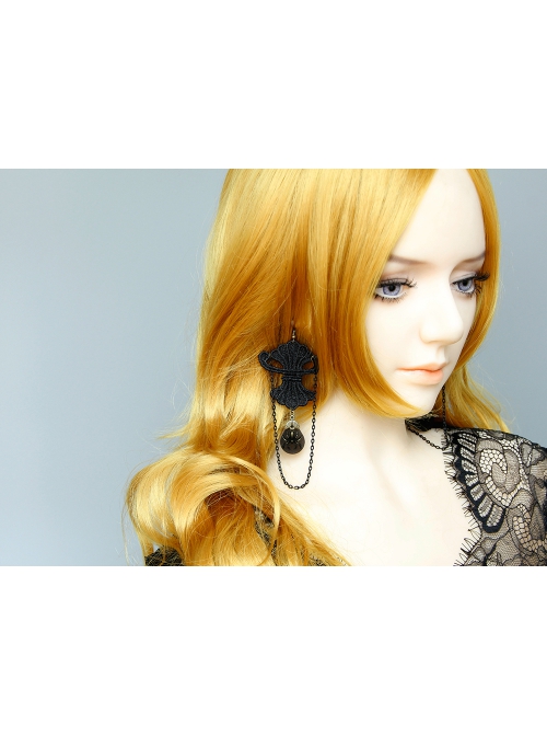 Fashion Gothic Retro Personality Halloween Party Exaggerated Black Lace Spider Long Earrings
