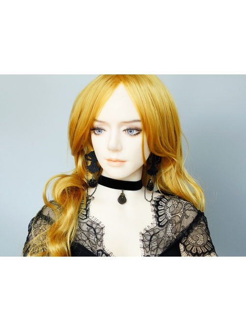Fashion Gothic Retro Personality Halloween Party Exaggerated Black Lace Spider Long Earrings