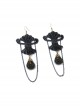 Fashion Gothic Retro Personality Halloween Party Exaggerated Black Lace Spider Long Earrings