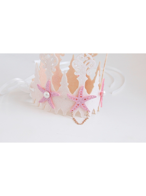 Fashion Pink Starfish Wreath Bride Married Diadem White Pearl Hairband
