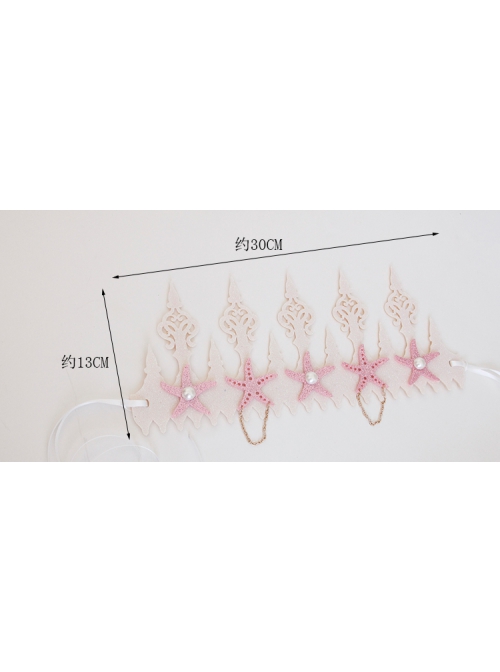 Fashion Pink Starfish Wreath Bride Married Diadem White Pearl Hairband