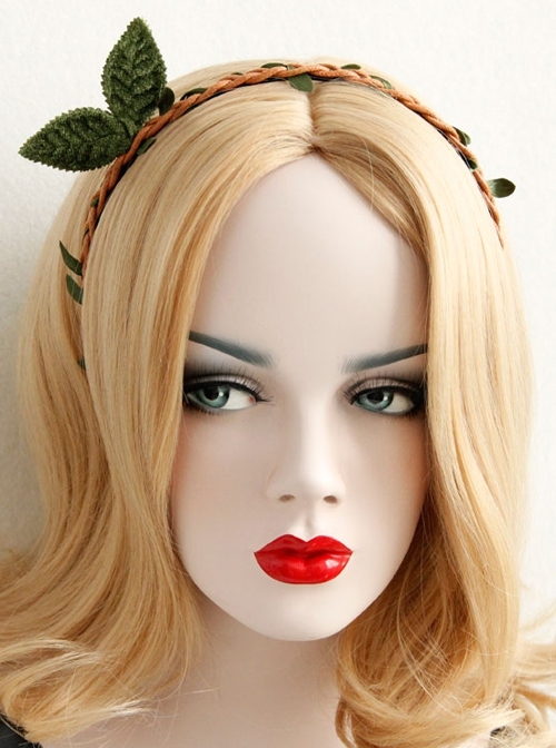 Fashion Personality Leisure Party Green Rattan Leaves Female Hair Band