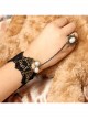Retro Court Fashion Gothic Black Lace White Pearl With Ring Bracelet