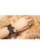 Retro Court Fashion Gothic Black Lace White Pearl With Ring Bracelet