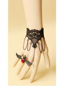 Retro Fashion Sexy Gothic Little Bat Black Lace Female Bracelet