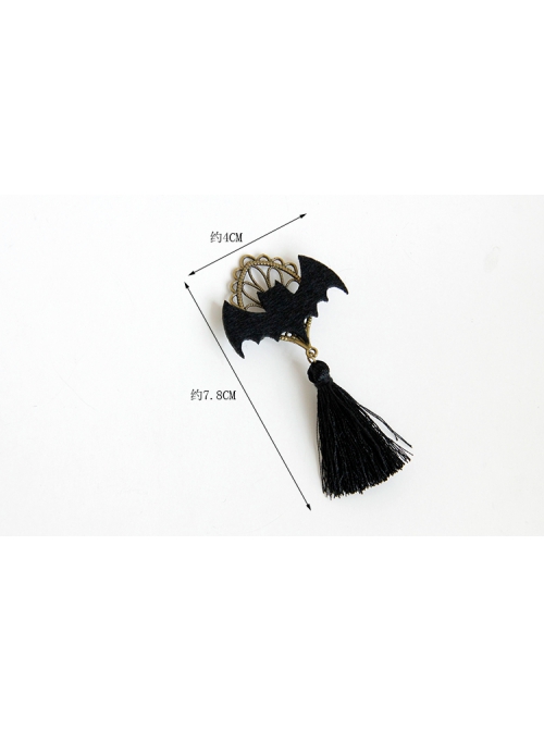 Retro Fashion Personality Halloween Party Black Bat Tassel Brooch