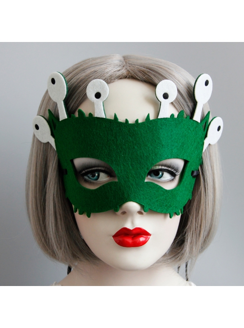 Fashion Personality Half Face Halloween Christmas Children'S Day Cartoon Animal Little Monster Green Mask