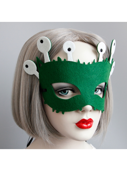 Fashion Personality Half Face Halloween Christmas Children'S Day Cartoon Animal Little Monster Green Mask