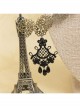 Fashion Gothic Black Lace Pearl Retro Tassel Exaggerated Female Long Earrings
