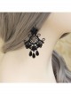 Fashion Gothic Black Lace Pearl Retro Tassel Exaggerated Female Long Earrings