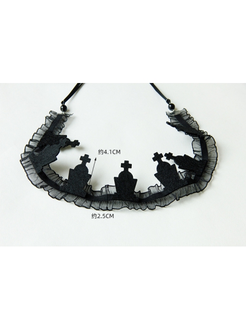 Gothic Retro Vampire Queen Black Lace Personality Fashion Crown Elastic Headband