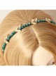 Fashion Elegant Personality Lady Golden Leaves Green Rhinestone Crystal Headband