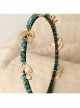 Fashion Elegant Personality Lady Golden Leaves Green Rhinestone Crystal Headband