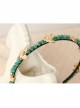 Fashion Elegant Personality Lady Golden Leaves Green Rhinestone Crystal Headband