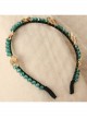 Fashion Elegant Personality Lady Golden Leaves Green Rhinestone Crystal Headband