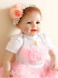 Fashion Cute White Lace Pink Flowers Baby Stretch Female Children Hairband