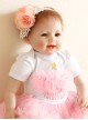 Fashion Cute White Lace Pink Flowers Baby Stretch Female Children Hairband