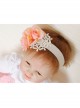 Fashion Cute White Lace Pink Flowers Baby Stretch Female Children Hairband