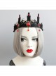 Fashion Retro Halloween Black Spider Web Candle Ruby Crown Gothic Queen Prom Party Hairband