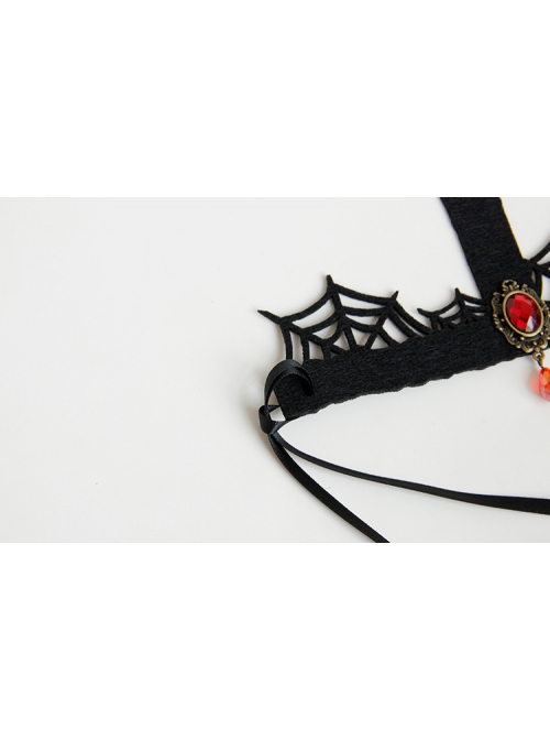 Fashion Retro Halloween Black Spider Web Candle Ruby Crown Gothic Queen Prom Party Hairband