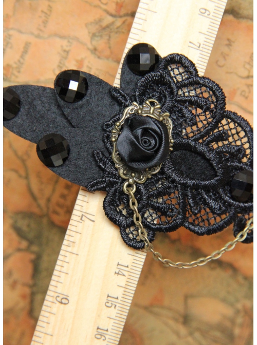 Goth Fashion Retro Vampire Black Rose Flower Lace Handmade Hairpin