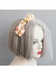 Fashion Baroque Personality Retro Bride Pink Flowers White Veil Christmas Headband