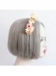 Fashion Baroque Personality Retro Bride Pink Flowers White Veil Christmas Headband