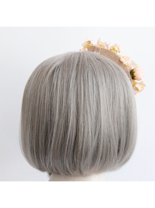 Fashion Baroque Personality Retro Bride Pink Flowers White Veil Christmas Headband