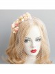 Fashion Baroque Personality Retro Bride Pink Flowers White Veil Christmas Headband