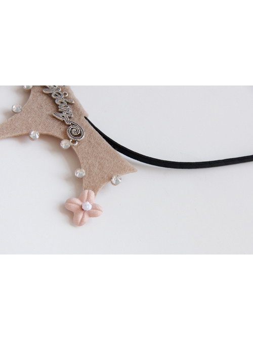 Fashion Retro Pink Flowers Letters Diamond Crown Princess Headband