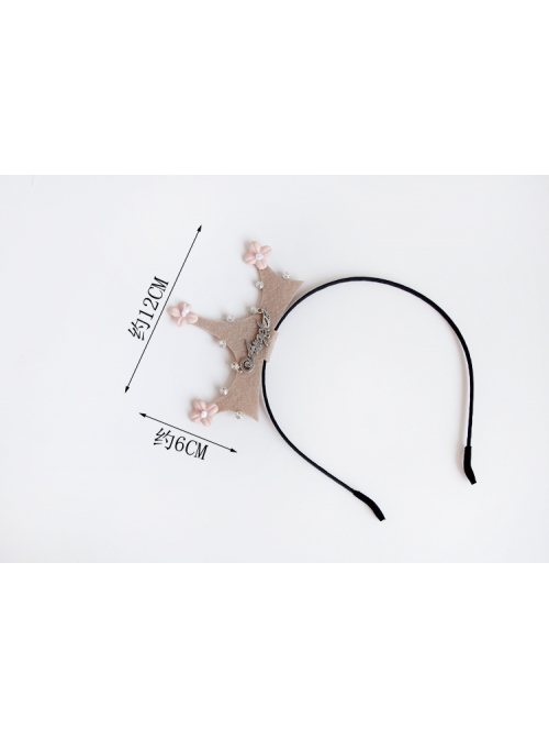 Fashion Retro Pink Flowers Letters Diamond Crown Princess Headband