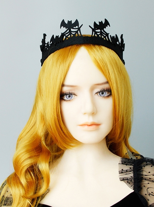 Retro Fashion Gothic Halloween Black Bat Cobweb Crown Prom Demon Vampire Hairband