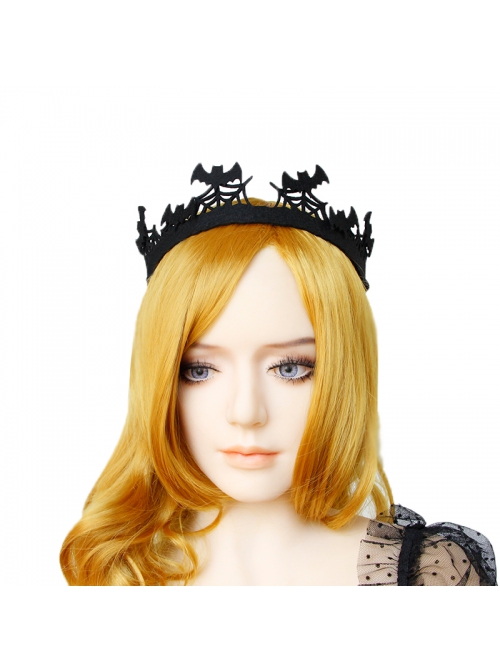 Retro Fashion Gothic Halloween Black Bat Cobweb Crown Prom Demon Vampire Hairband