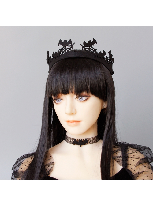 Retro Fashion Gothic Halloween Black Bat Cobweb Crown Prom Demon Vampire Hairband