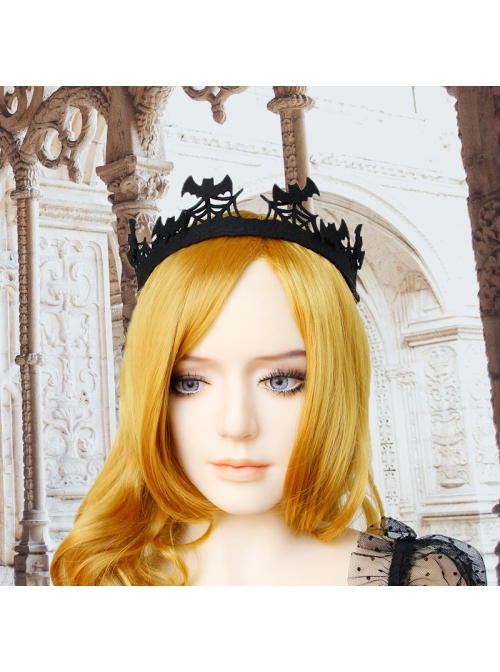 Retro Fashion Gothic Halloween Black Bat Cobweb Crown Prom Demon Vampire Hairband