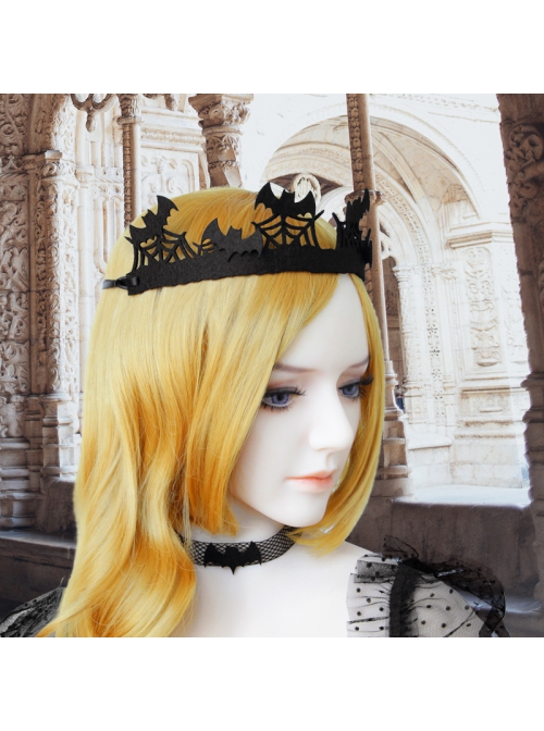 Retro Fashion Gothic Halloween Black Bat Cobweb Crown Prom Demon Vampire Hairband