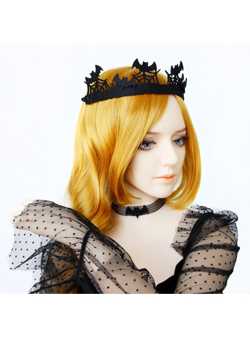 Retro Fashion Gothic Halloween Black Bat Cobweb Crown Prom Demon Vampire Hairband