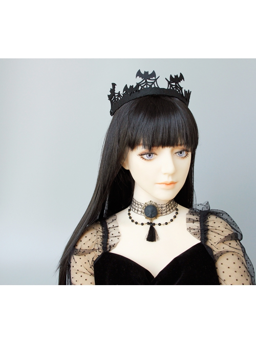 Retro Fashion Gothic Halloween Black Bat Cobweb Crown Prom Demon Vampire Hairband