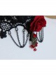 Gothic Retro Personality Vampire Red Rose Black Lace Chain Fashion Female Collar