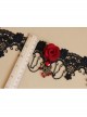 Gothic Retro Personality Vampire Red Rose Black Lace Chain Fashion Female Collar