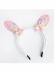 Cute Fashion Color Stars White Lace Girly Bow Pink Rabbit Ears Lolita Headband