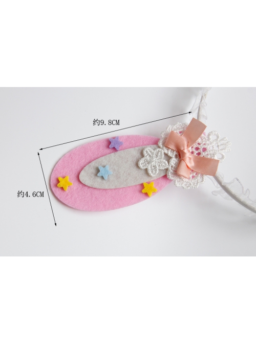 Cute Fashion Color Stars White Lace Girly Bow Pink Rabbit Ears Lolita Headband