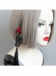 Creative Exaggerated Fashion Black Butterfly Tassel Ruby Halloween Party Long Earrings