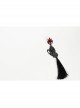 Creative Exaggerated Fashion Black Butterfly Tassel Ruby Halloween Party Long Earrings