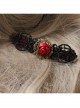 Gothic Fashion Personality Vampire Bride Black Lace Red Rose Flower Retro Handmade Hairpin