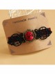 Gothic Fashion Personality Vampire Bride Black Lace Red Rose Flower Retro Handmade Hairpin