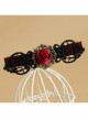Gothic Fashion Personality Vampire Bride Black Lace Red Rose Flower Retro Handmade Hairpin