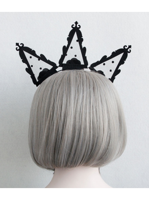 Fashion Retro Gothic Black Lace Rose Stage Nightclub Crown Halloween Christmas Holiday Headband